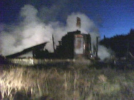 Fire burns this house